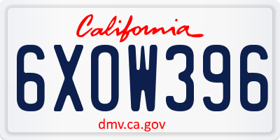 CA license plate 6XOW396
