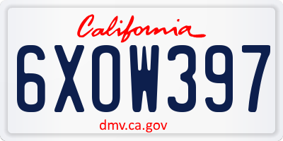 CA license plate 6XOW397