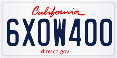 CA license plate 6XOW400
