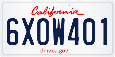 CA license plate 6XOW401
