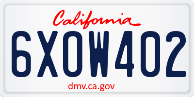 CA license plate 6XOW402