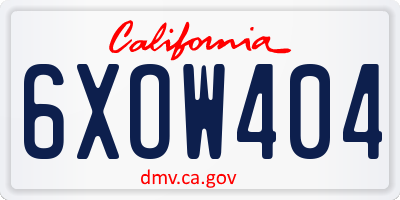 CA license plate 6XOW404