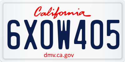 CA license plate 6XOW405