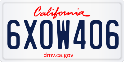 CA license plate 6XOW406