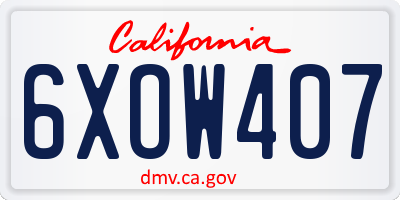 CA license plate 6XOW407