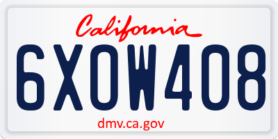CA license plate 6XOW408