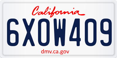 CA license plate 6XOW409