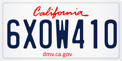 CA license plate 6XOW410