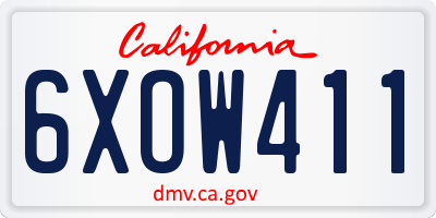 CA license plate 6XOW411