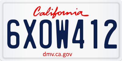 CA license plate 6XOW412