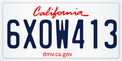CA license plate 6XOW413