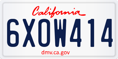 CA license plate 6XOW414