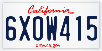 CA license plate 6XOW415