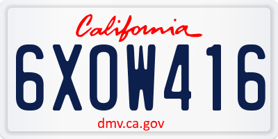 CA license plate 6XOW416