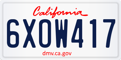 CA license plate 6XOW417