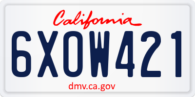 CA license plate 6XOW421
