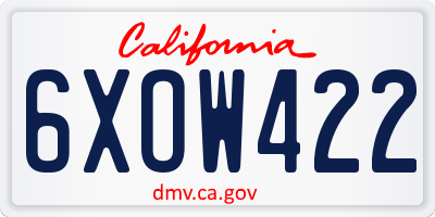 CA license plate 6XOW422