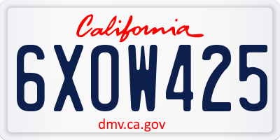 CA license plate 6XOW425