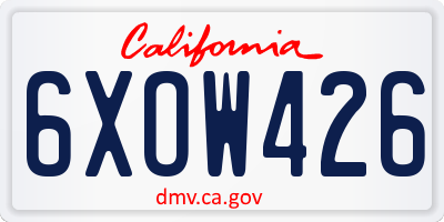 CA license plate 6XOW426