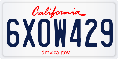 CA license plate 6XOW429