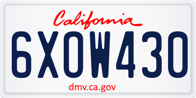 CA license plate 6XOW430