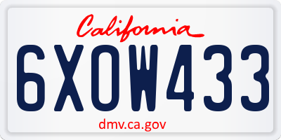 CA license plate 6XOW433