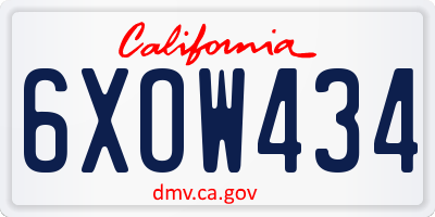 CA license plate 6XOW434