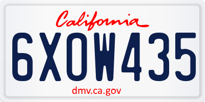 CA license plate 6XOW435