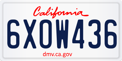 CA license plate 6XOW436