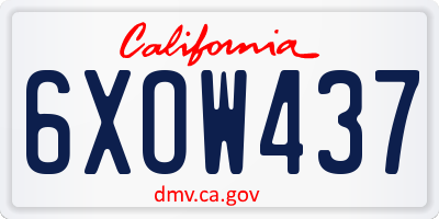 CA license plate 6XOW437