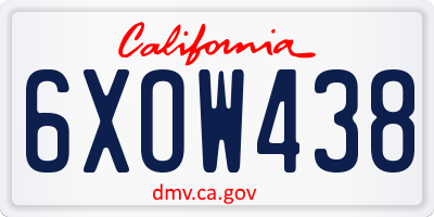 CA license plate 6XOW438