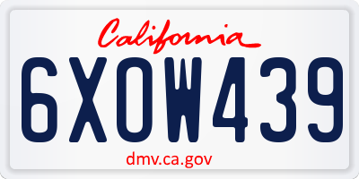 CA license plate 6XOW439