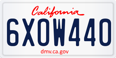 CA license plate 6XOW440