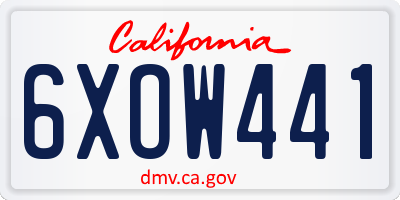 CA license plate 6XOW441