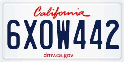 CA license plate 6XOW442