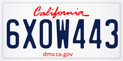 CA license plate 6XOW443