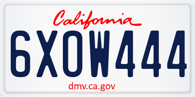 CA license plate 6XOW444