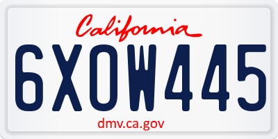 CA license plate 6XOW445