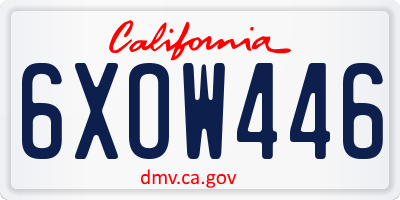 CA license plate 6XOW446