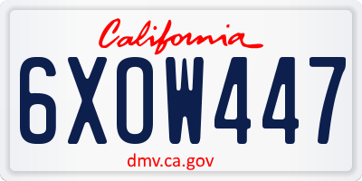 CA license plate 6XOW447