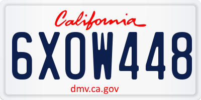 CA license plate 6XOW448
