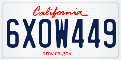CA license plate 6XOW449