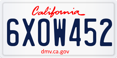 CA license plate 6XOW452