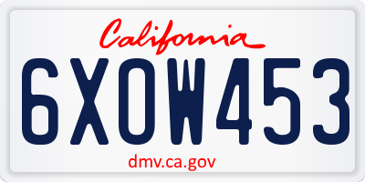 CA license plate 6XOW453