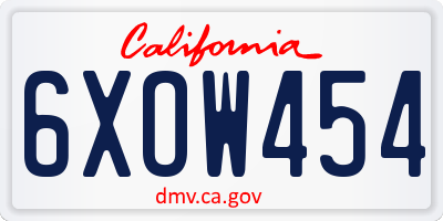 CA license plate 6XOW454