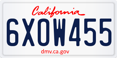 CA license plate 6XOW455