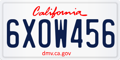 CA license plate 6XOW456