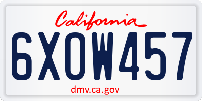CA license plate 6XOW457