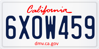 CA license plate 6XOW459