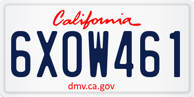 CA license plate 6XOW461